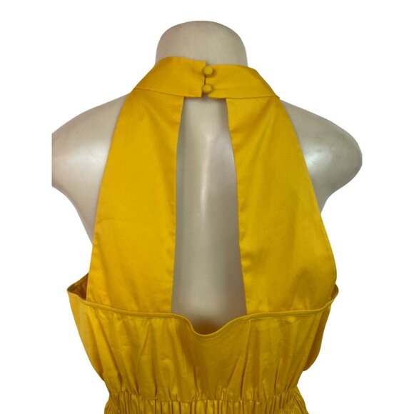 White House Black Market Yellow Sleeveless Halter Top W Keyhole Back Sz 14 - New - Picture 4 of 8